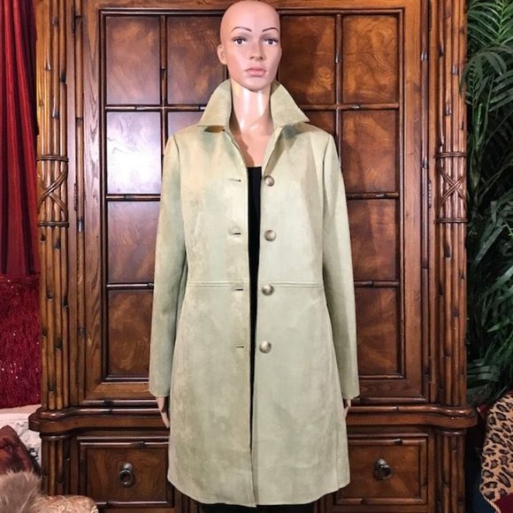 Chico's Cool Sage Stretch Faux Suede Modern Topper